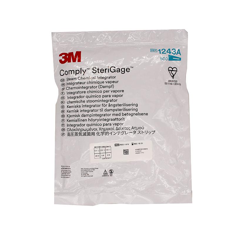 3M 灭菌指示卡 压力蒸汽 爬行式 1243A（500片/包 2包/箱）